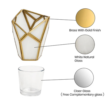 Geometric Tealight Candle Holder white