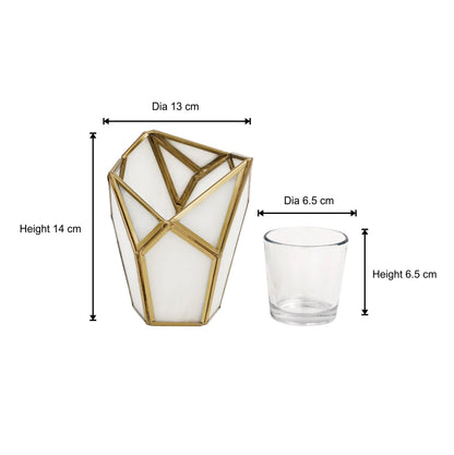 Geometric Tealight Candle Holder white
