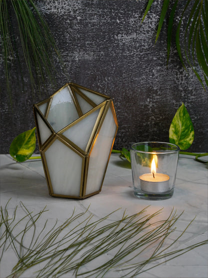 Geometric Tealight Candle Holder white
