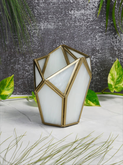 Geometric Tealight Candle Holder white