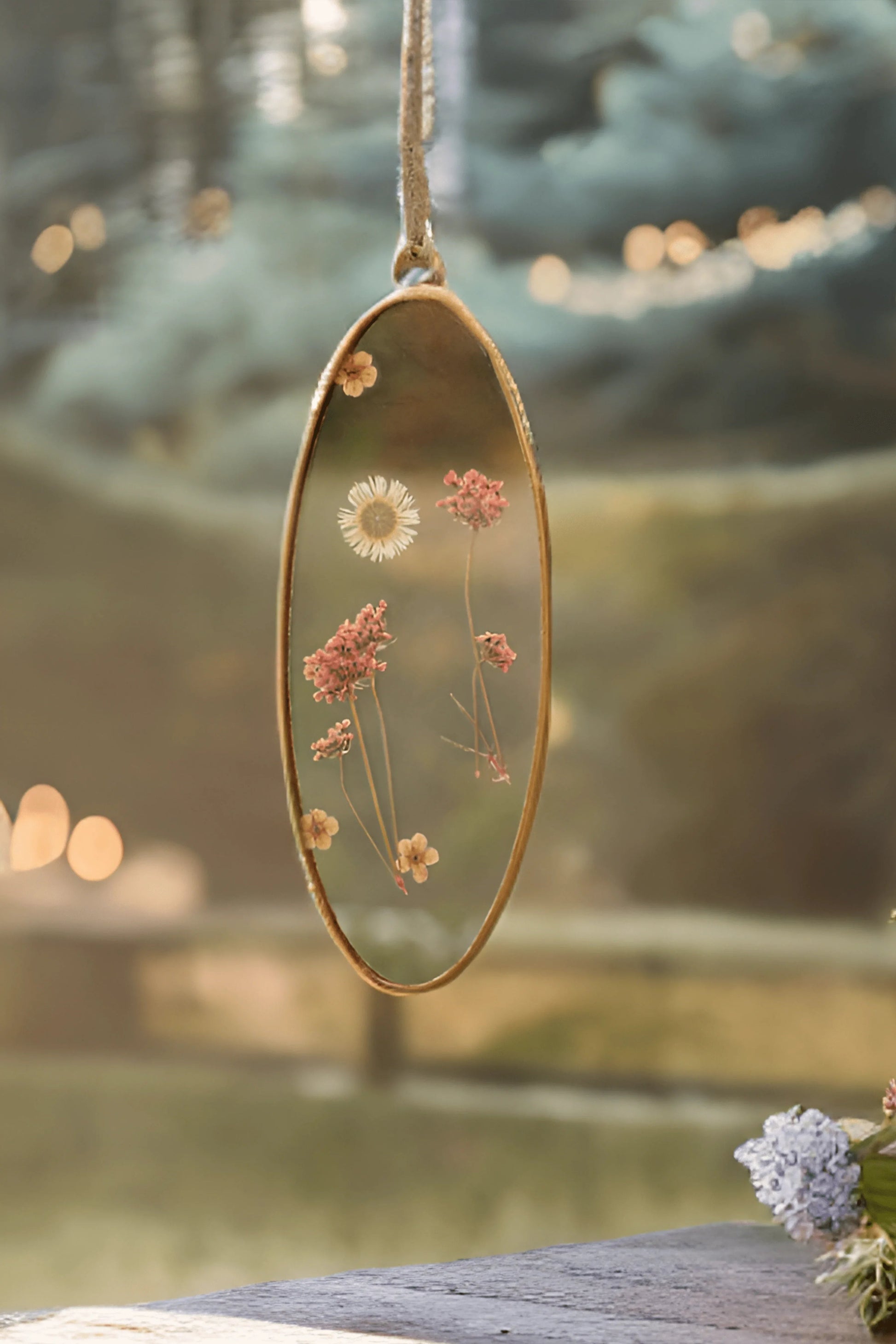Dried Flower Suncatcher Pendant