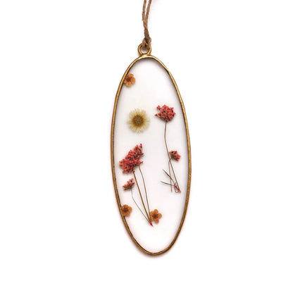 Handmade Dried Pressed Flower Hanging Oval Suncatcher - ILLUMEAsuncatcher
