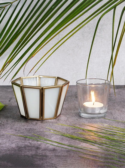 Hexa Linaurea Tealight Candle Holder White - Small