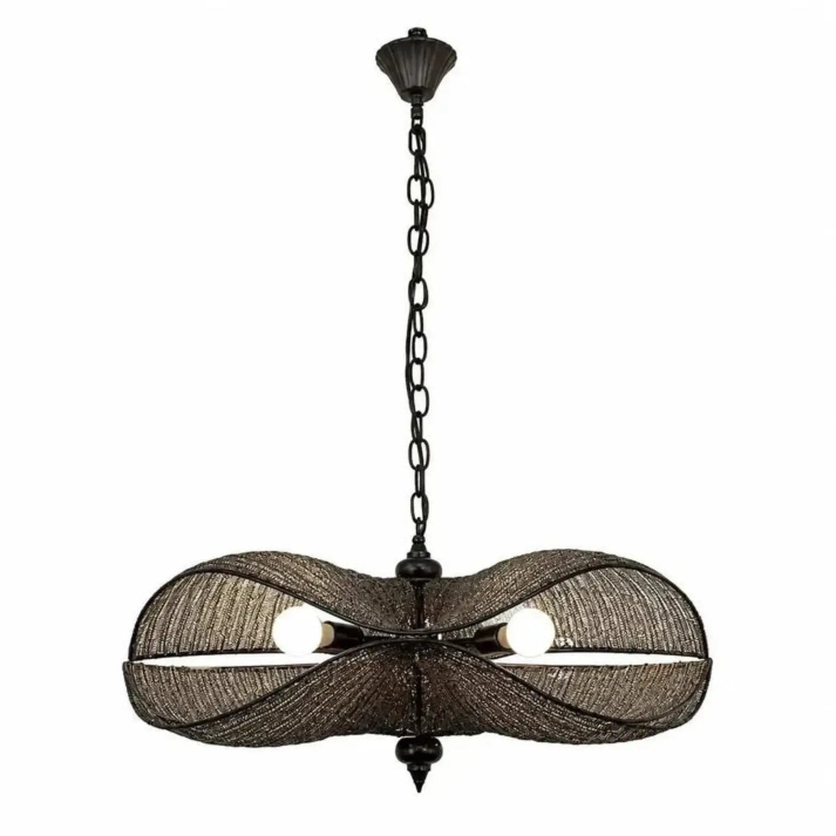 Luxury Iron Mesh 5 Lights Chandelier – ILLUMEA statement lighting fixture with layered black metal mesh design for stylish modern home interiors