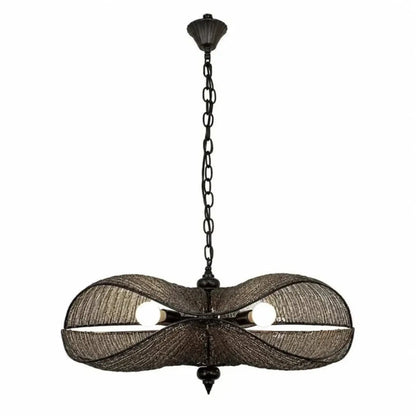 Luxury Iron Mesh 5 Lights Chandelier – ILLUMEA statement lighting fixture with layered black metal mesh design for stylish modern home interiors