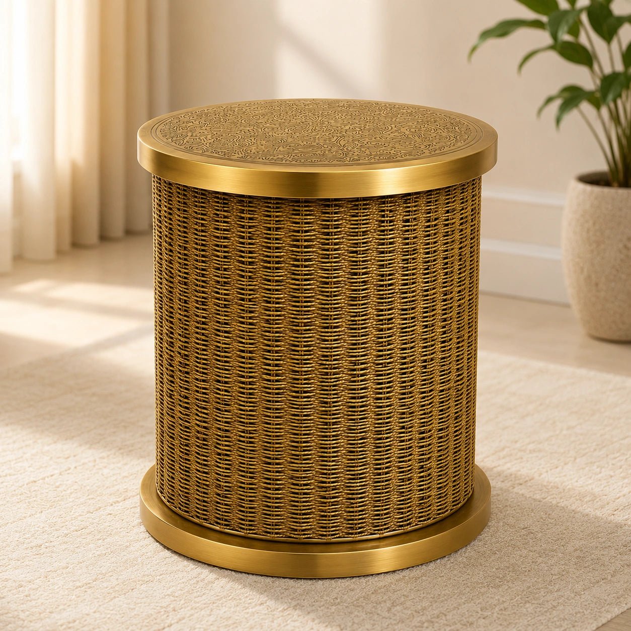 Jute Rattan Side Table