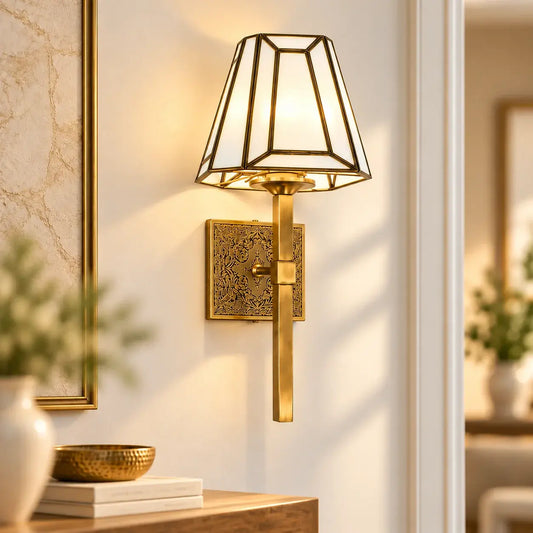 Antique Brass Geometric Wall Sconce – ILLUMEA