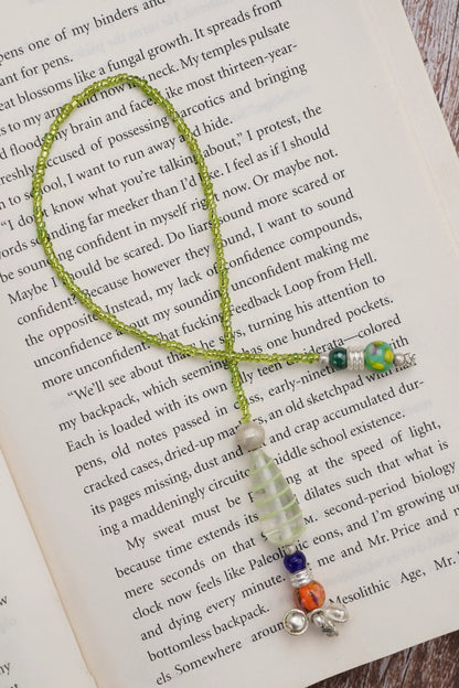 Lime Green Glass Beads Handmade Bookmark