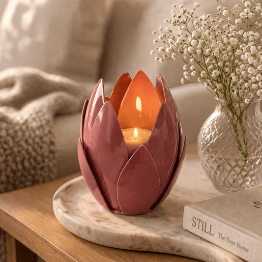 Metal Leaf Tealight Candle