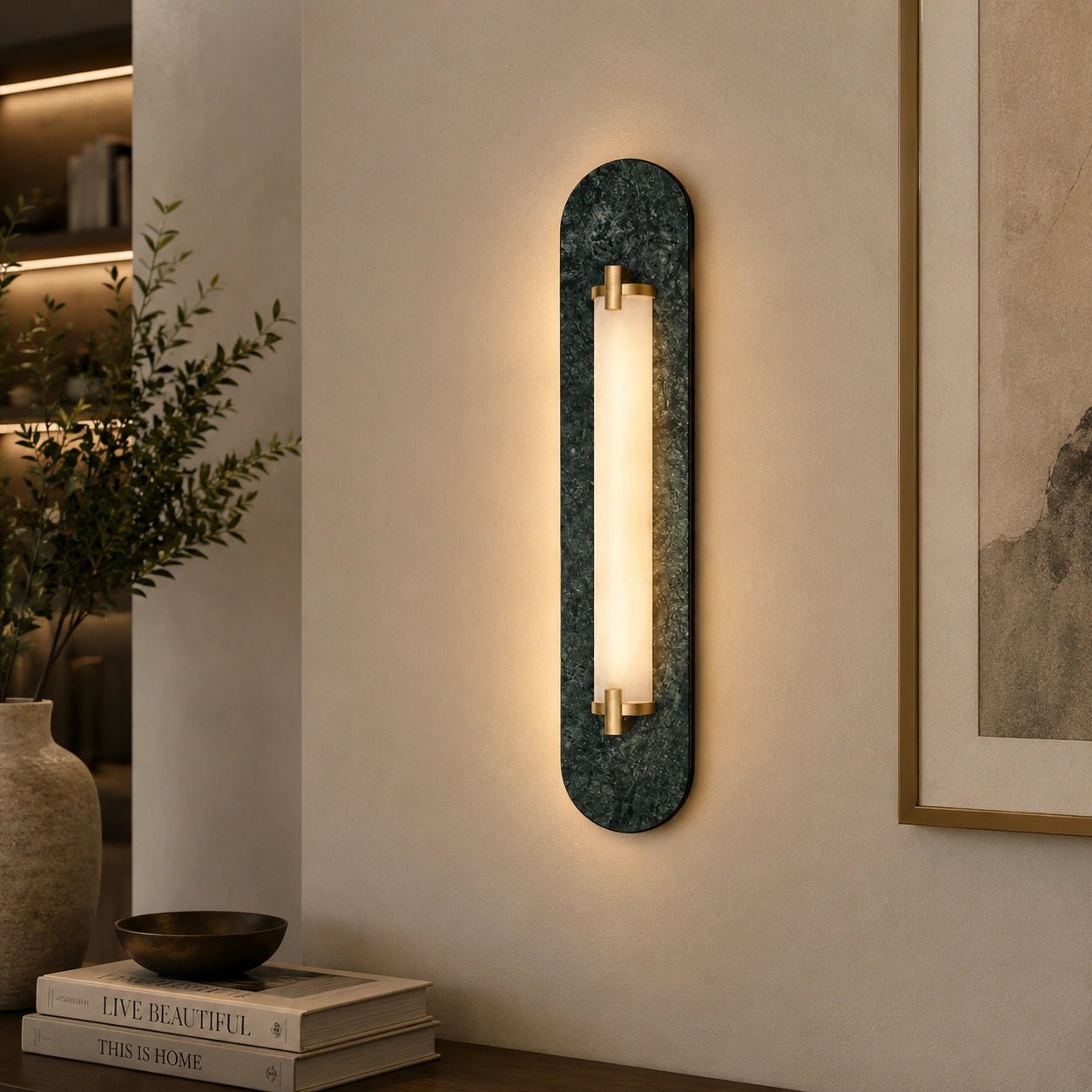 Modern Marble & Brass Wall Lamp