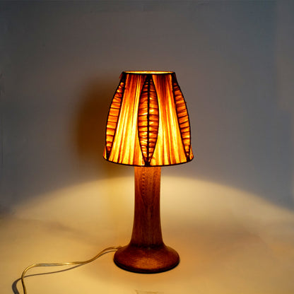 Rafia Shade Wood Base Table Lamp