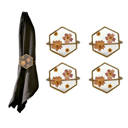 Dried Pressed Flower Glass Napkin Rings
