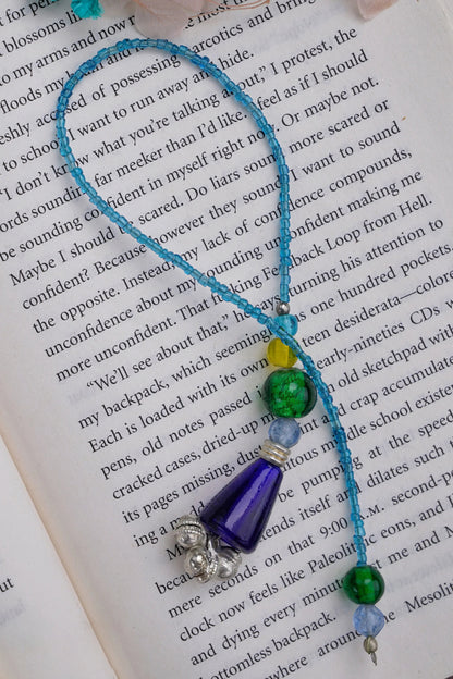 Sky Blue Glass Beads Handmade Bookmark