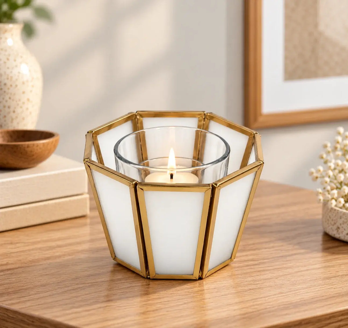 Hexa Linear Tealight Candle Holder White - ILLUMEA