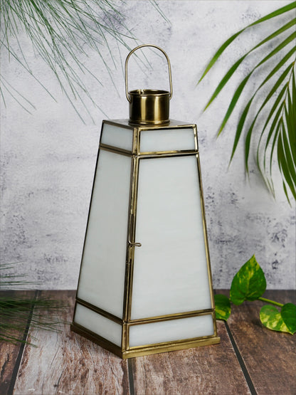 Taper Lantern White Glass - ILLUMEALanternMedium