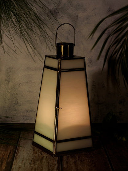 Taper Lantern White Glass