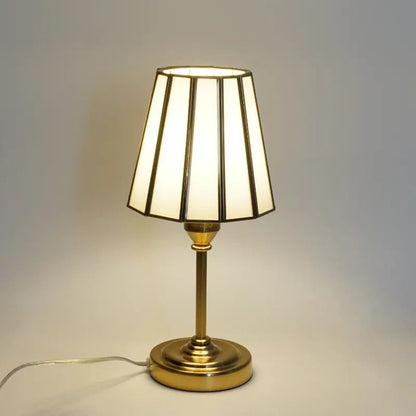 White and Glod Paint Glass Table Lamp
