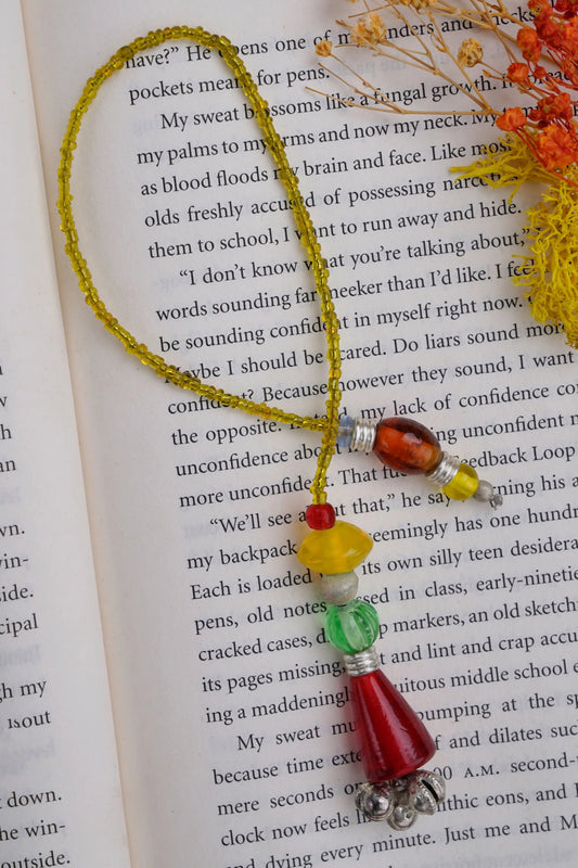 Yellow Glass Beads Handmade Bookmark